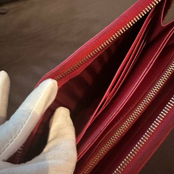 Prada Red Saffiano Leather Zip Around Wallet - Picture 13 of 17